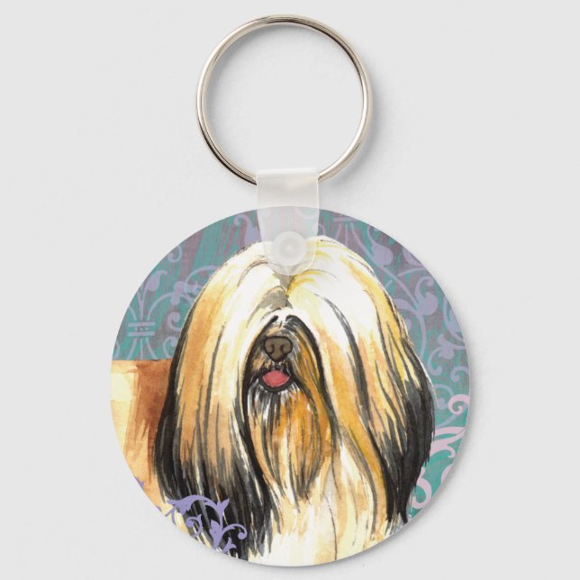 Elegant Lhasa Apso Keychain (Front)
