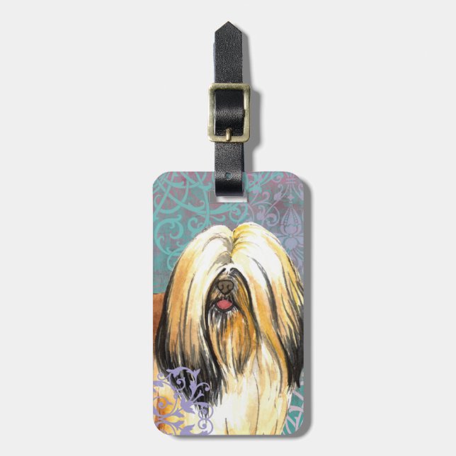 Elegant Lhasa Apso Luggage Tag (Front Vertical)