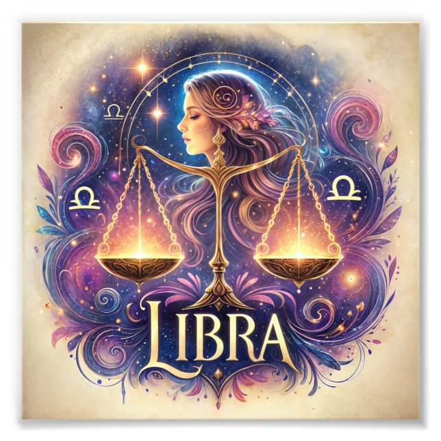 Elegant Libra Zodiac Art Photo Print (Front)