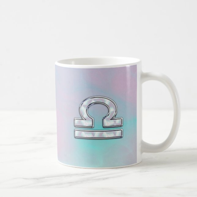 Elegant Libra Zodiac Sign Mother of Pearl Style Coffee Mug (Right)
