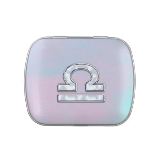 Elegant Libra Zodiac Sign Mother of Pearl Style Jelly Belly Candy Tin