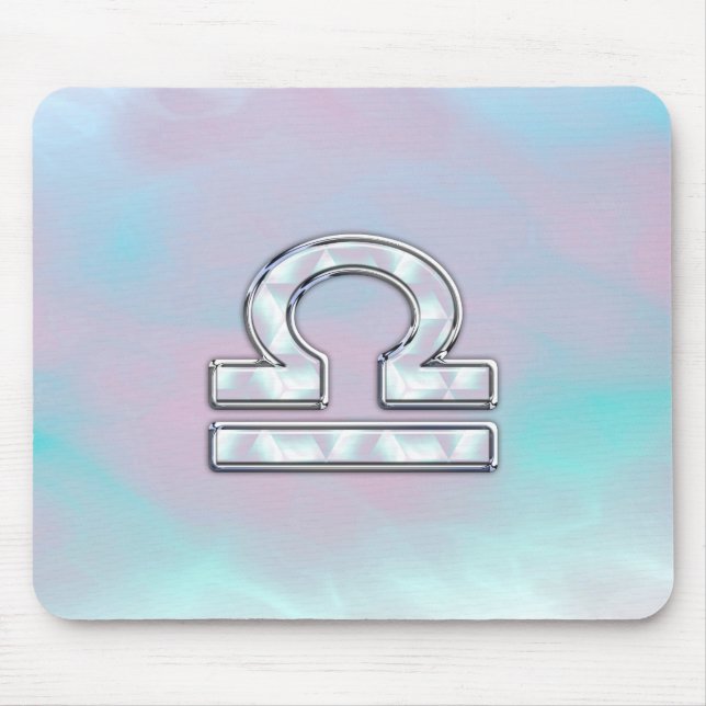 Elegant Libra Zodiac Sign Mother of Pearl Style Mouse Pad (Front)