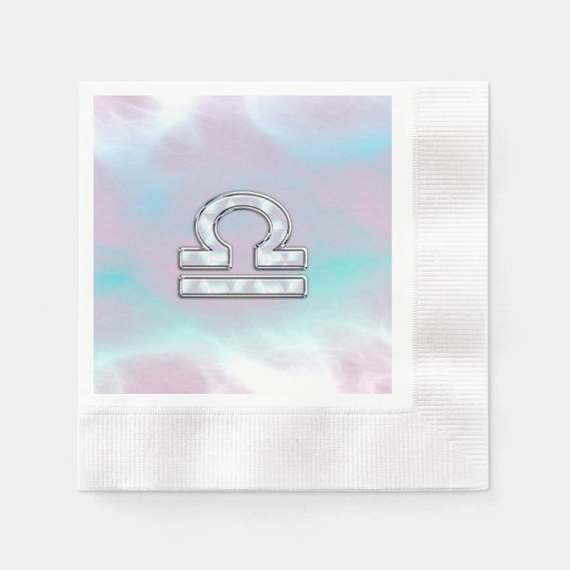 Elegant Libra Zodiac Sign Mother of Pearl Style Napkins (Front)