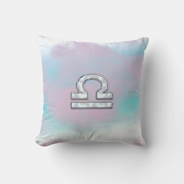 Elegant Libra Zodiac Sign Mother of Pearl Style Throw Pillow (Front)