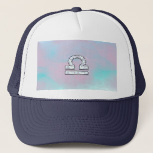 Elegant Libra Zodiac Sign Mother of Pearl Style Trucker Hat