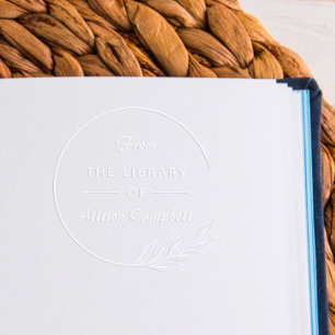 Elegant Library Hand-drawn Botanical Custom Name Embosser