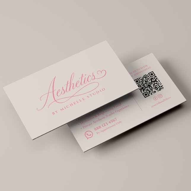 Elegant Licensed Esthetician Script Sand Pink Business Card (Elegant Licensed Esthetician Script Sand Pink Business Card
)