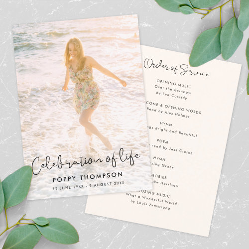 Elegant Life Celebration Order of Service Funeral