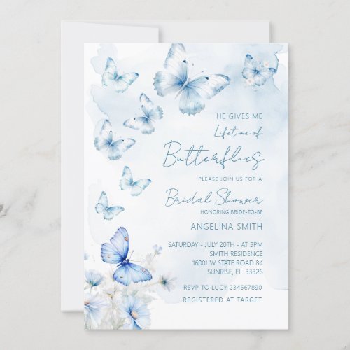 Elegant Lifetime of Butterflies Bridal Shower Invitation