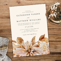 Elegant Light + Airy Autumn Watercolor Wedding Invitation