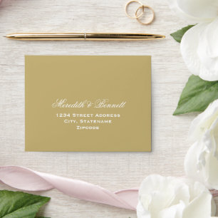 Elegant Light Antique Gold and White RSVP Envelope