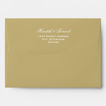 Elegant Light Antique Gold And White Wedding Envelope