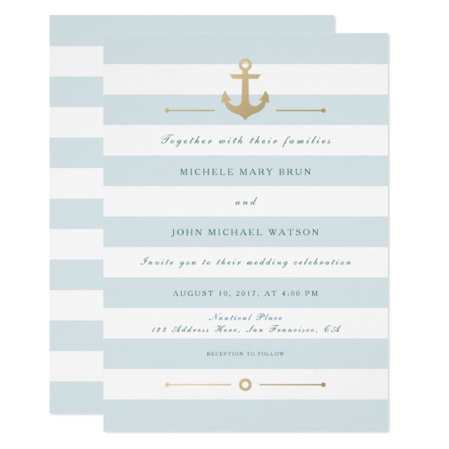 Elegant Light Aqua Nautical Wedding Invitation