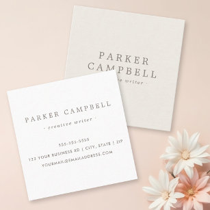 Elegant light beige brown stylish minimalist square business card