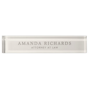 Elegant light beige brown trendy desk name plate