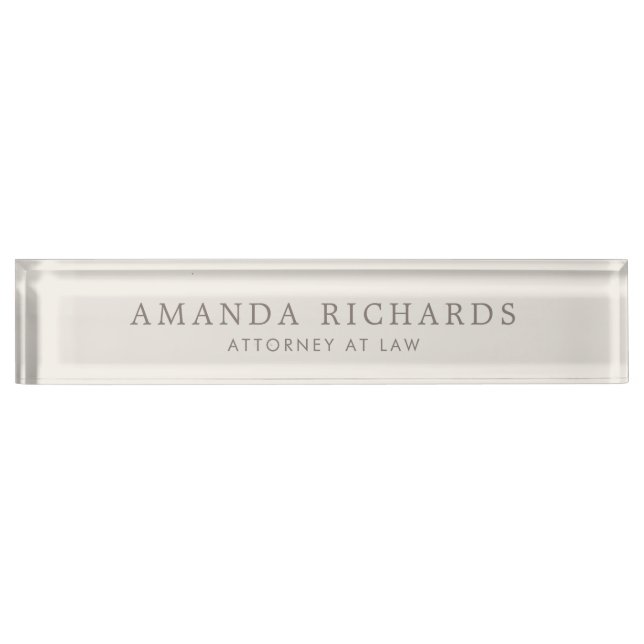 Elegant light beige brown trendy desk name plate (Front)