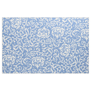 Elegant Light Blue and White Floral Damask Fabric
