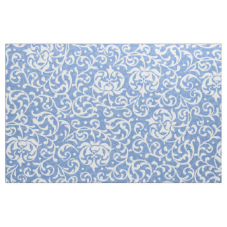 Elegant Light Blue and White Floral Damask Fabric