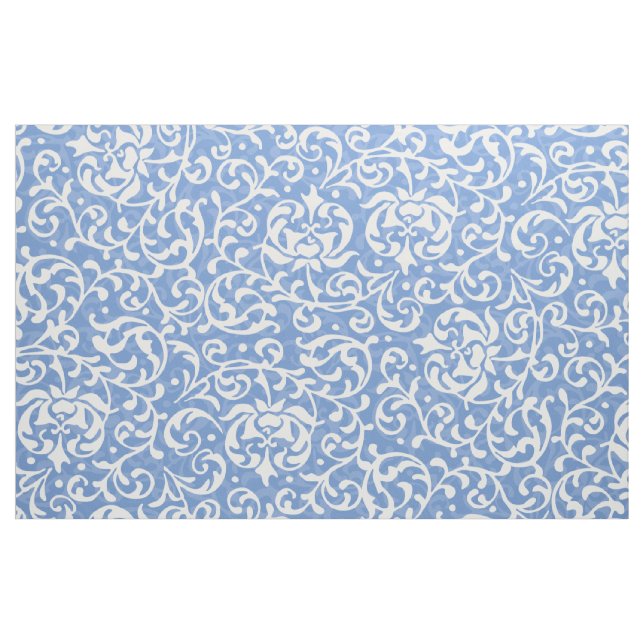 Elegant Light Blue and White Floral Damask Fabric (Fat Quarter)