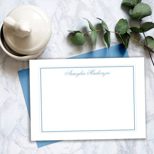 Elegant Light Blue and White Personalized Note Card