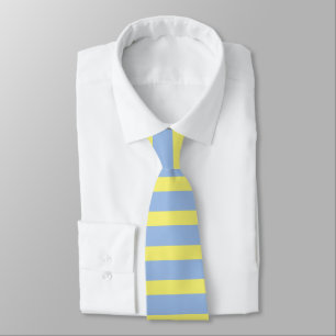Elegant Light Blue and Yellow Horizontal Stripes Neck Tie