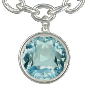 Elegant light blue aquamarine gemstone photo bracelet