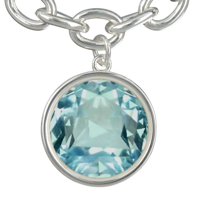 Elegant light blue aquamarine gemstone photo bracelet (Design)