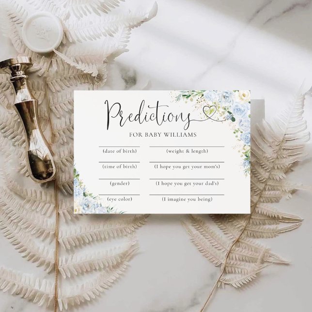 Elegant Light Blue Baby Shower Predictions Card (Creator Uploaded)