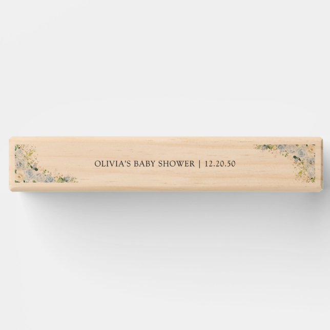 Elegant Light Blue Baby Shower Topple Tower (Front)