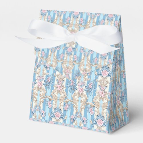 Elegant light blue baroque pattern favor boxes