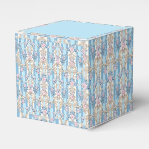 Elegant light blue baroque pattern favor boxes