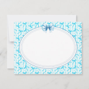 Elegant Light Blue Bows and Stripes Thank You Note Card