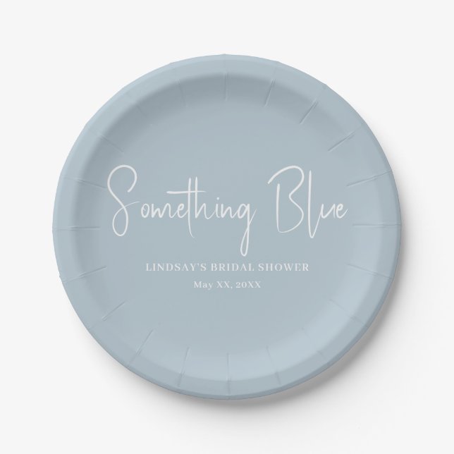 Elegant Light Blue Bridal Shower  Paper Plates (Front)