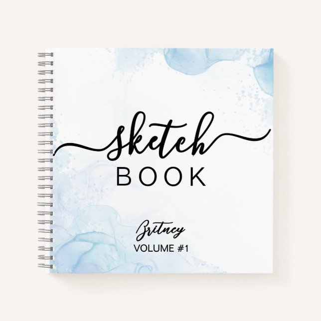 Elegant light blue custom Name  Notebook (Front)