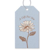 Elegant Light Blue Daisy Gift Tag