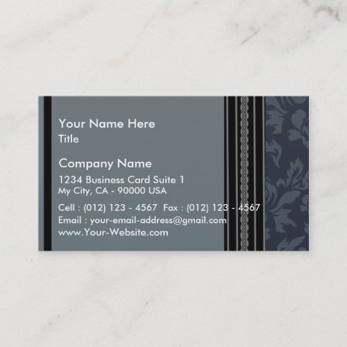 Elegant light blue damask business card template