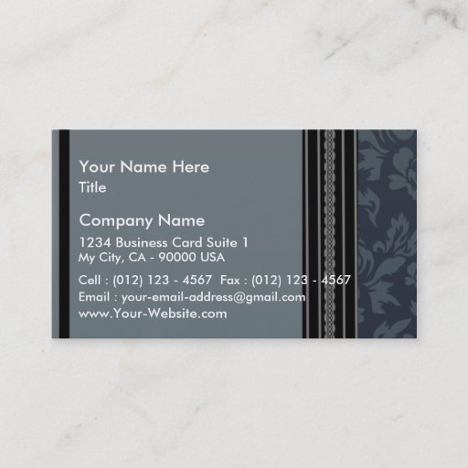 Customizable Elegant light blue damask business card template