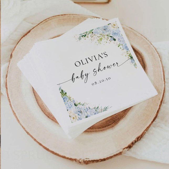 Elegant Light Blue Detail Baby Shower Paper Napki Napkins (Creator Uploaded)