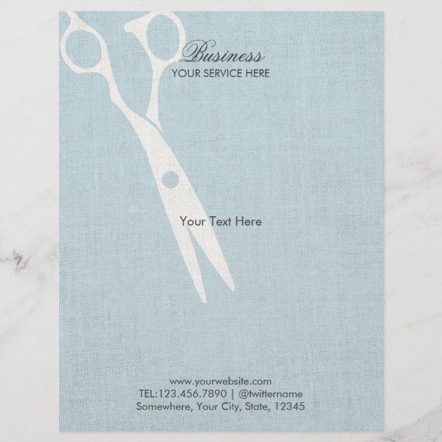 Elegant Light Blue Faux Linen Hair Salon Brochures Flyer (Front)