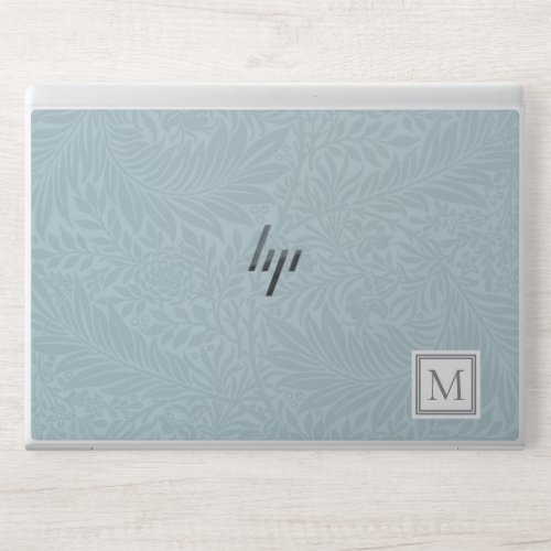 Elegant Light Blue Floral Botanical Monogram HP Laptop Skin