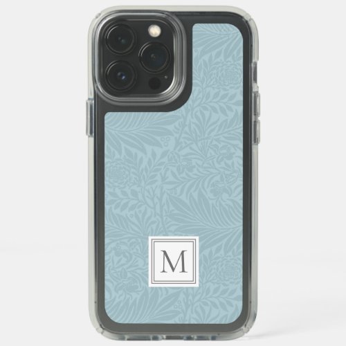 Elegant Light Blue Floral Botanical Monogram Speck iPhone 13 Pro Max Case