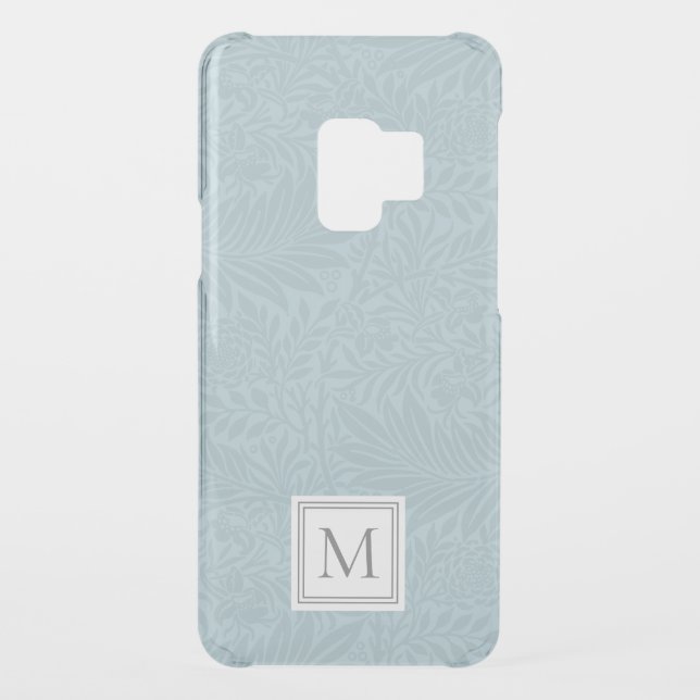 Elegant Light Blue Floral Botanical Monogram Uncommon Samsung Galaxy Case (Back)