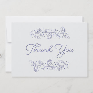 Elegant Light Blue Floral Vines Thank You Card