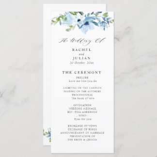 elegant light blue floral wedding program