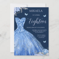 Elegant Light Blue Gown Floral 18th Birthday
