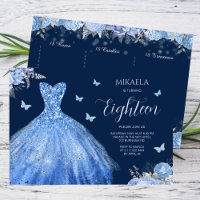 Elegant Light Blue Gown Floral 18th Birthday