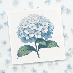 Elegant Light Blue Hydrangea Flower Cocktail Napkins