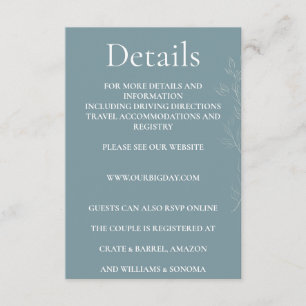 Elegant light blue leaf Enclosure Card Details