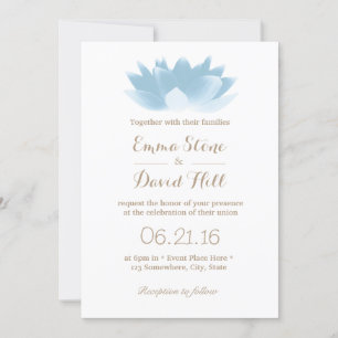 Elegant Light Blue Lotus Flower Wedding Invitation