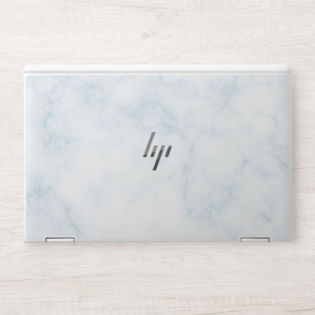 Elegant light blue marble HP laptop skin (Front)